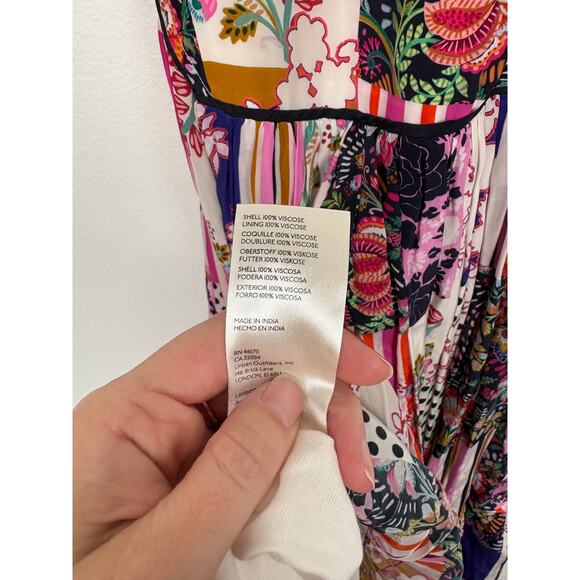 Anthropologie Ruffled Patchwork Asymmetrical Hem Midi Dress 00P - Picture 5 of 6